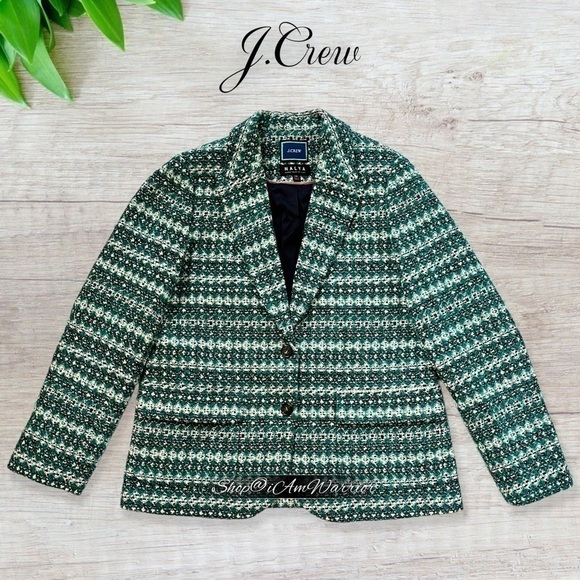 J.Crew Collection NWOT blazer in teal textured Italian Jacquard *shop@iamwarrior - Picture 5 of 13